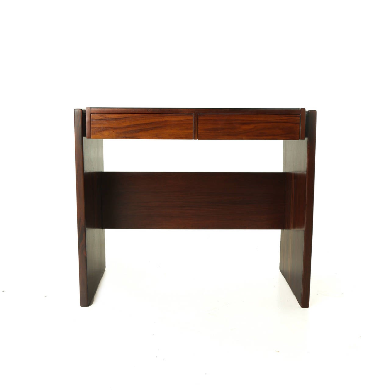 Joaquim Tenreiro Mid-Century Modern Rosewood and Glass Desk In Good Condition For Sale In Los Angeles, CA
