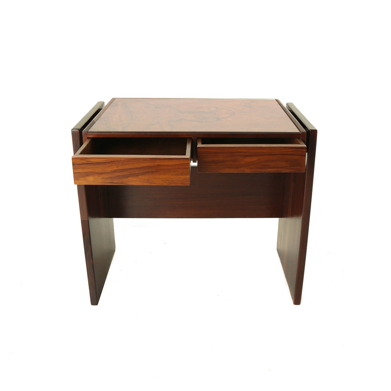 Joaquim Tenreiro Mid-Century Modern Rosewood and Glass Desk For Sale 2