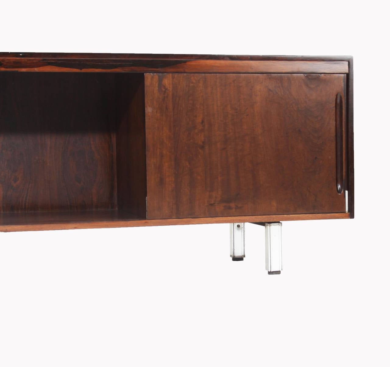 Mid-20th Century Rosewood Credenza with Chrome Legs from Brazil For Sale