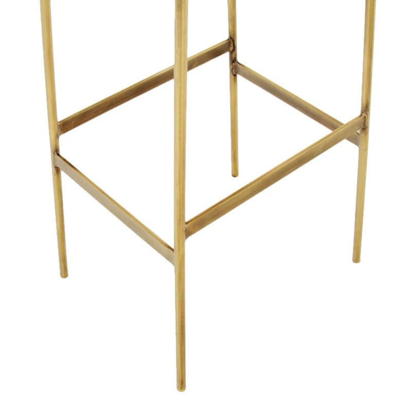 The Brass Bunda Bar Stool in Mahogany by Thomas Hayes Studio 2