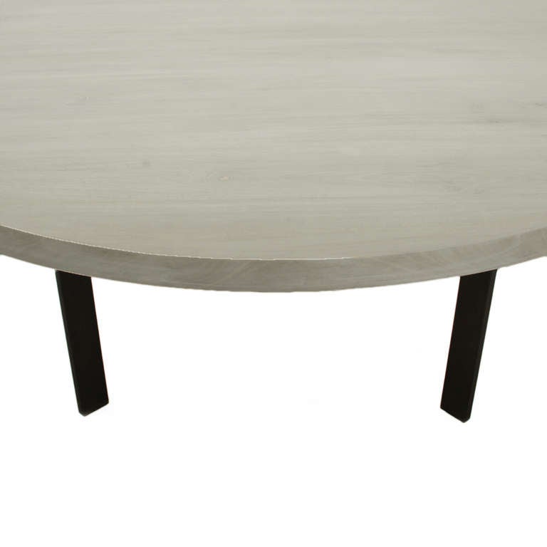 Contemporary Custom Round Bleached Walnut Dining Table by Thomas Hayes Studio