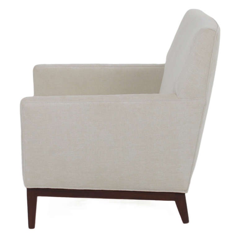 Cream Armchair with Mahogany Feet by Edward Wormley for Dunbar In Good Condition In Hollywood, CA