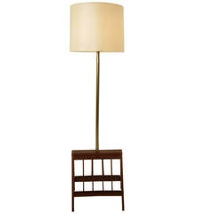 Solid Walnut Floor Lamp With Magazine shelves