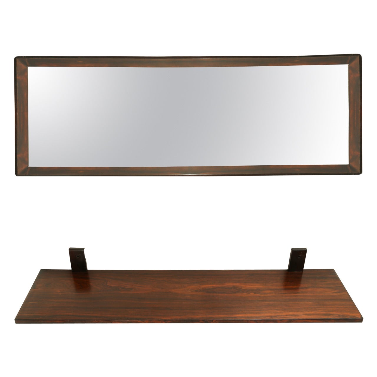 Vintage Brazilian Jorge Zalszupin Exotic Hardwood Console with Mirror For Sale