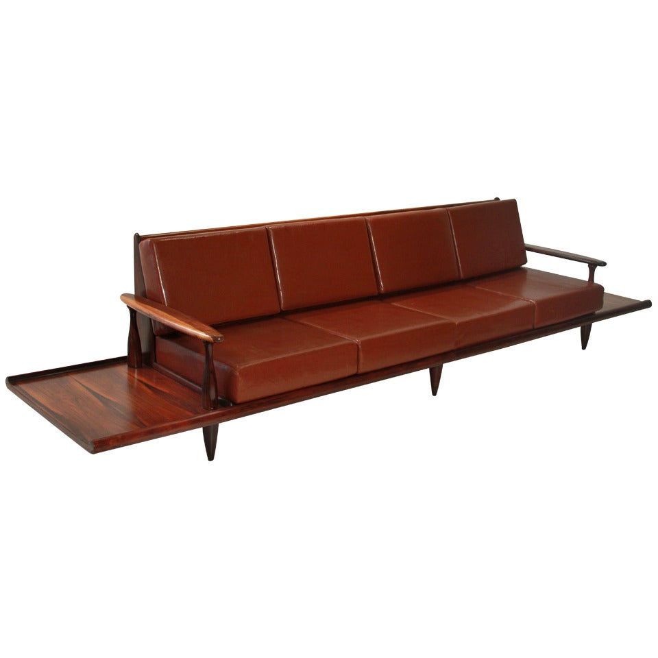 Rare Celina Rosewood Sofa with Attached Side Tables