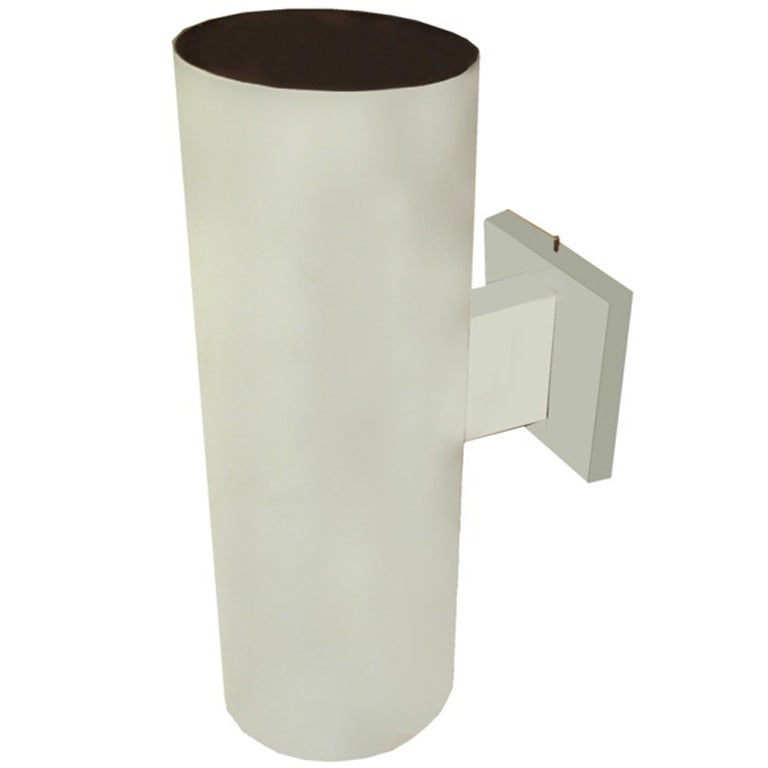 Vintage White Cylindrical Wall Sconces For Sale