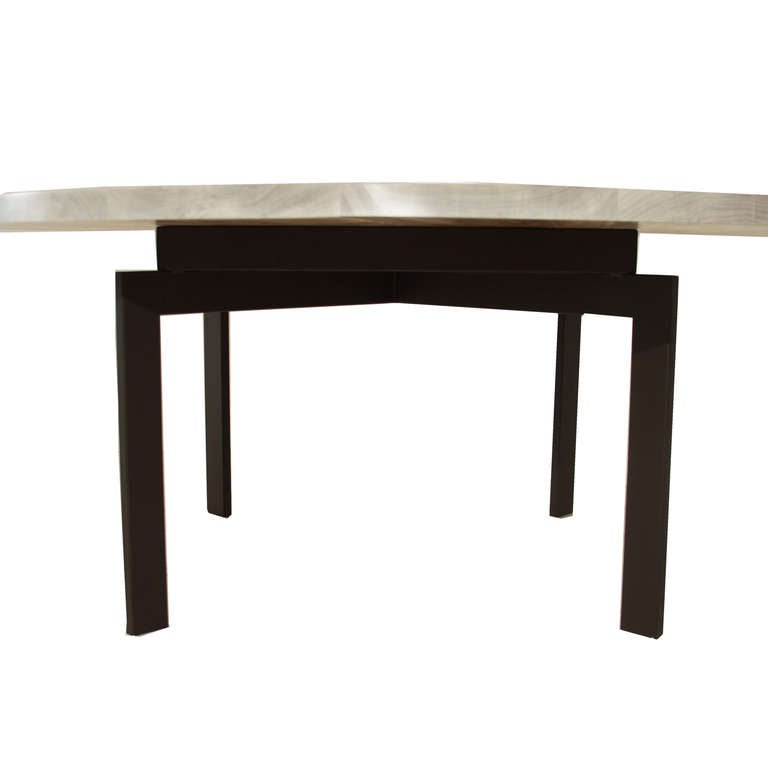 American Custom Round Bleached Walnut Dining Table by Thomas Hayes Studio