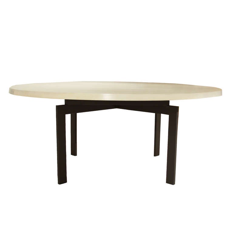 Custom Round Bleached Walnut Dining Table by Thomas Hayes Studio In Excellent Condition In Hollywood, CA