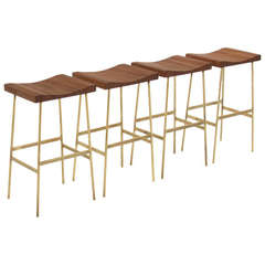 Used The Brass Bunda Bar Stool in Mahogany by Thomas Hayes Studio