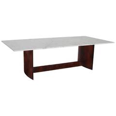 Rosewood and Marble Dining Table by Joaquim Tenreiro