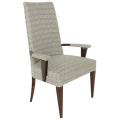 Stately Solid Brazilian Rosewood and Fabric Armchair