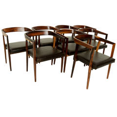 Set of Eight Rosewood Dining Chairs by Joaquim Tenreiro