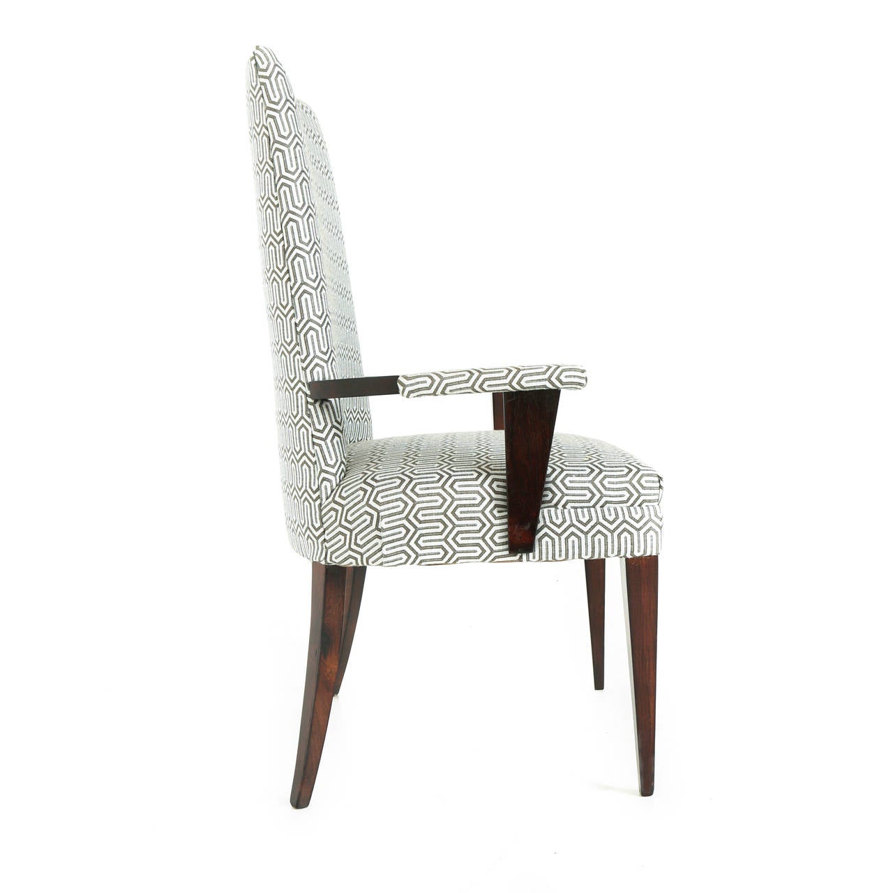 Lacquered Stately Solid Brazilian Rosewood and Fabric Armchair For Sale