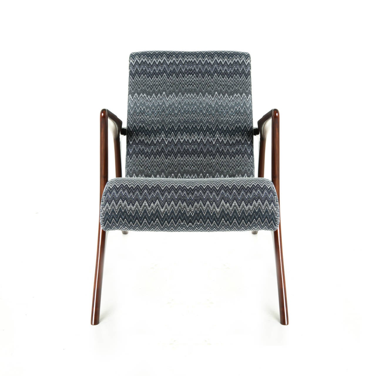 Brazilian Single Sculptural Solid Caviuna and Fabric Armchair from Brazil