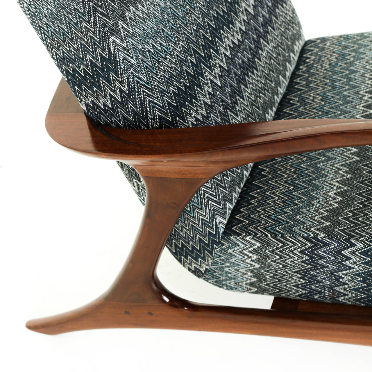 Single Sculptural Solid Caviuna and Fabric Armchair from Brazil 1