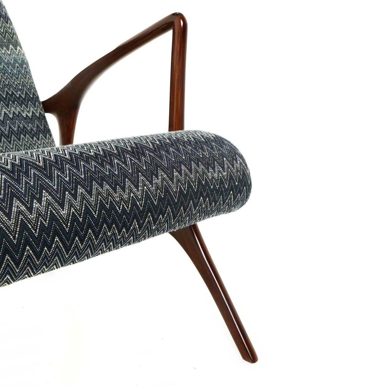 Single Sculptural Solid Caviuna and Fabric Armchair from Brazil 2