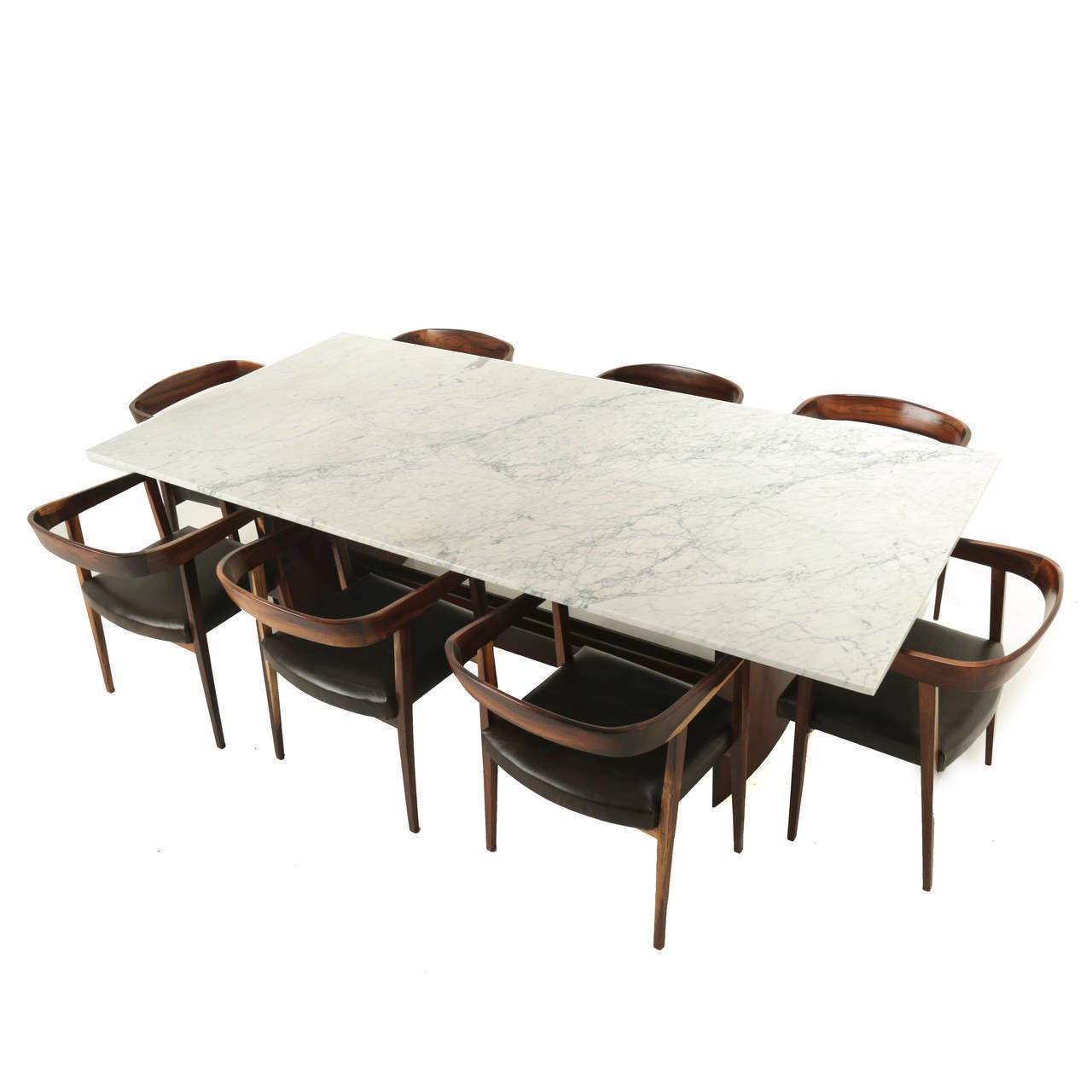 Rosewood and Marble Dining Table by Joaquim Tenreiro 3
