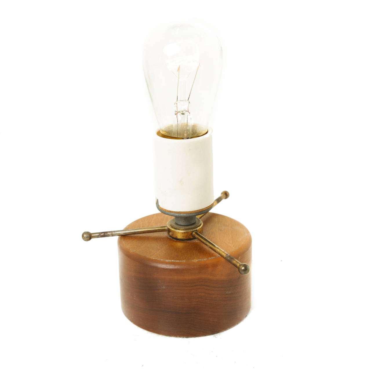 Polished Mid-Century Modern Italian Tubular Table Lamps with Walnut Base For Sale