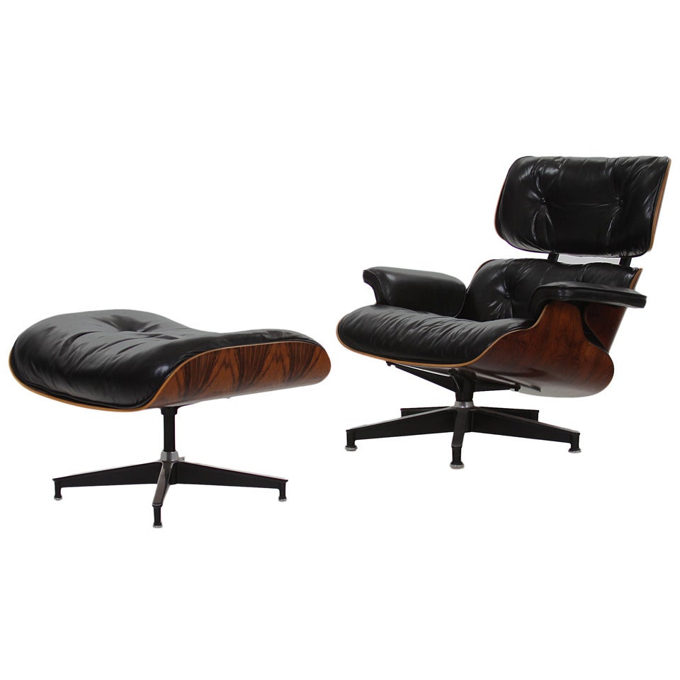 Eames 670/671 Lounge Chair and Ottoman in Rosewood for Herman Miller