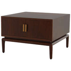 Monteverdi Young Walnut  Side Table with Brutalist Pulls