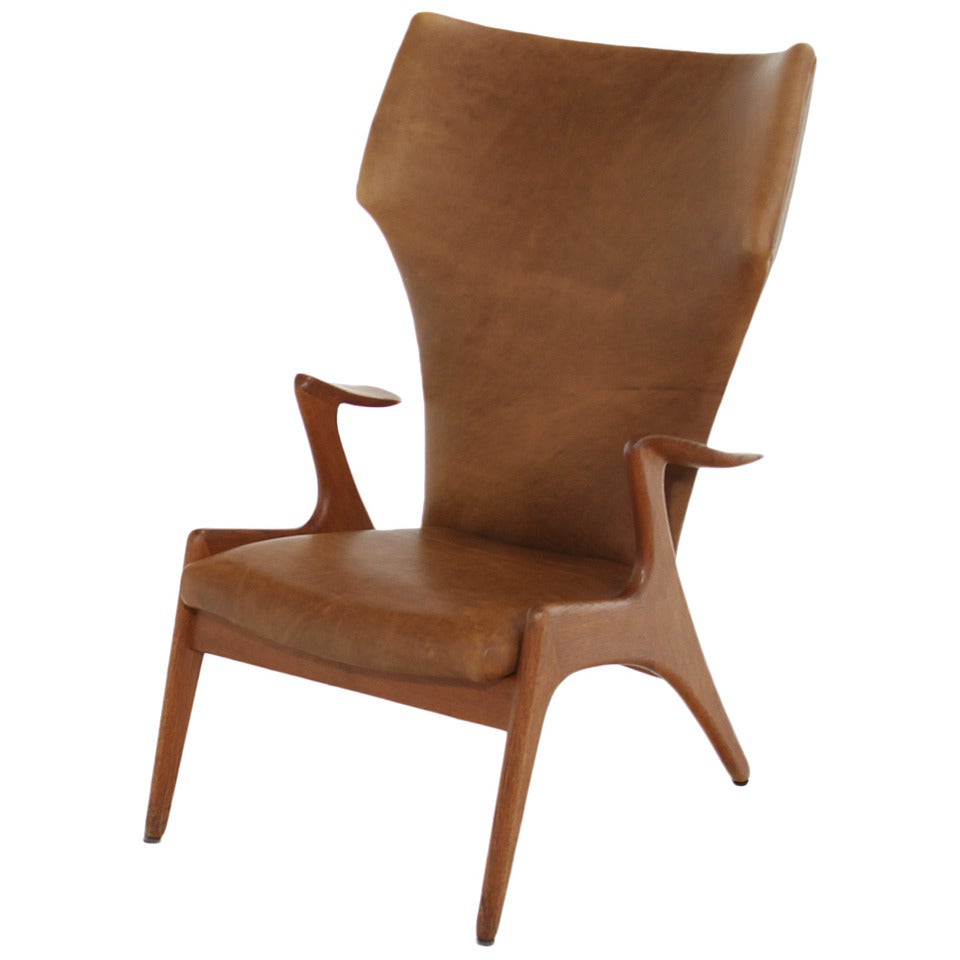 Sculptural Oak Lounge Chair by Kurt Ostervig