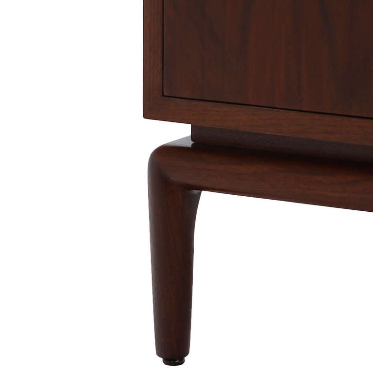 Mid-20th Century Monteverdi Young Walnut  Side Table with Brutalist Pulls For Sale