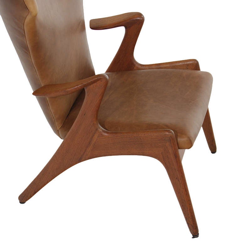 Sculptural Oak Lounge Chair by Kurt Ostervig In Good Condition In Hollywood, CA
