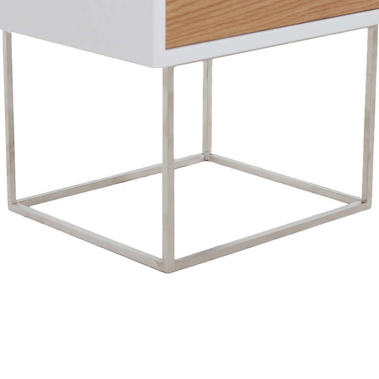 The Deane Night Stand in Oak & Nickel by Thomas Hayes Studio 2
