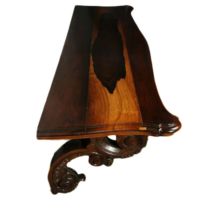 Wall-Mounted Rosewood Sculptural Console Hanging Shelf from Brazil In Good Condition For Sale In Los Angeles, CA