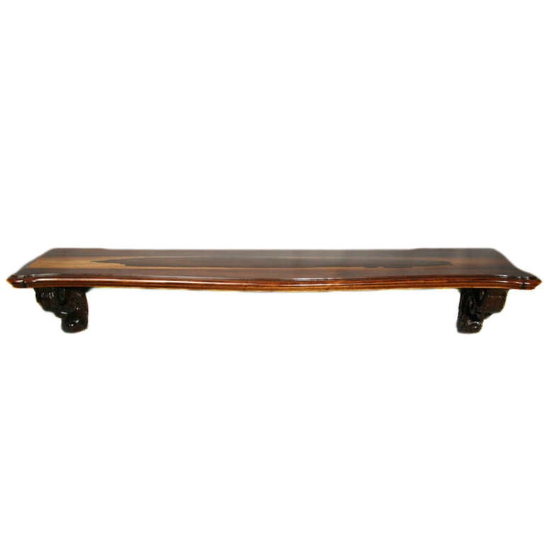 Mid-20th Century Wall-Mounted Rosewood Sculptural Console Hanging Shelf from Brazil For Sale