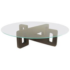 Sculptural Brazilian Cejera wood and Glass Coffee Table
