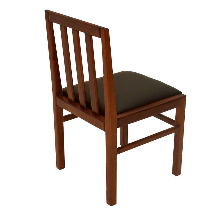 Leather Single Prototype Brazilian Cerejeira Wood Side Desk Chair by Celina For Sale
