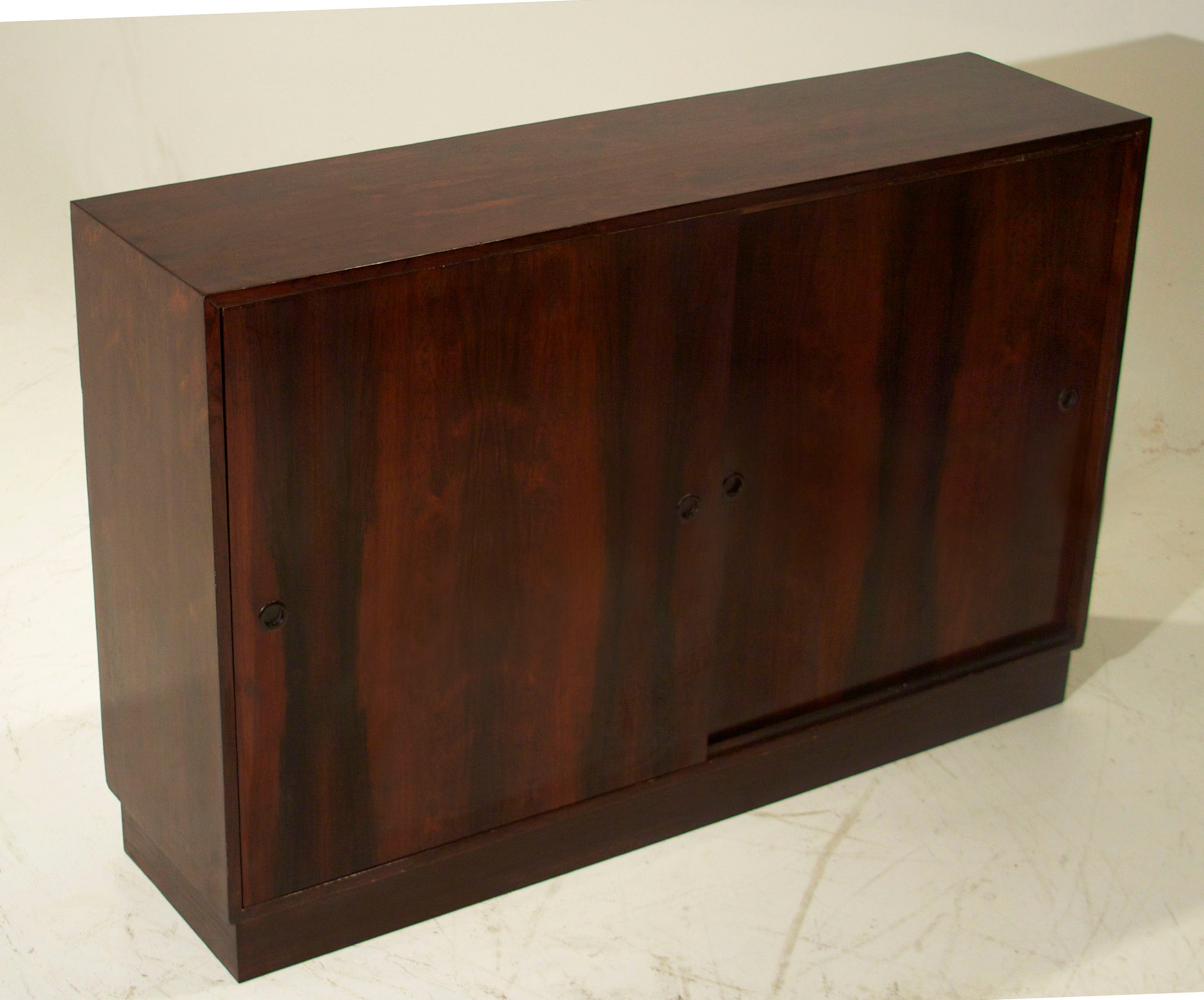 Vintage Brazilian Rosewood Cabinet with Sliding Doors For Sale