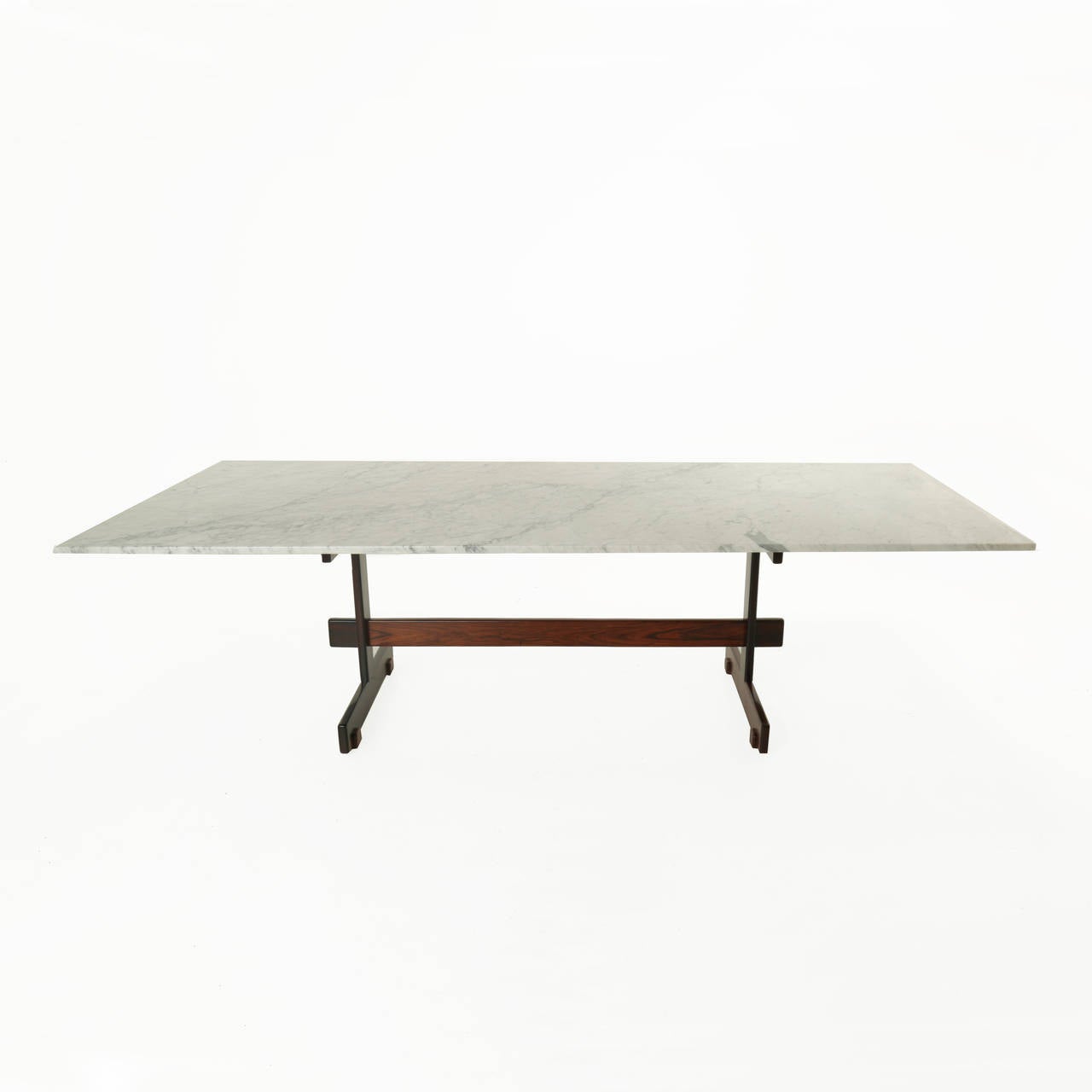 Table de salle à manger brésilienne en bois de rose et marbre de Sergio Rodrigues