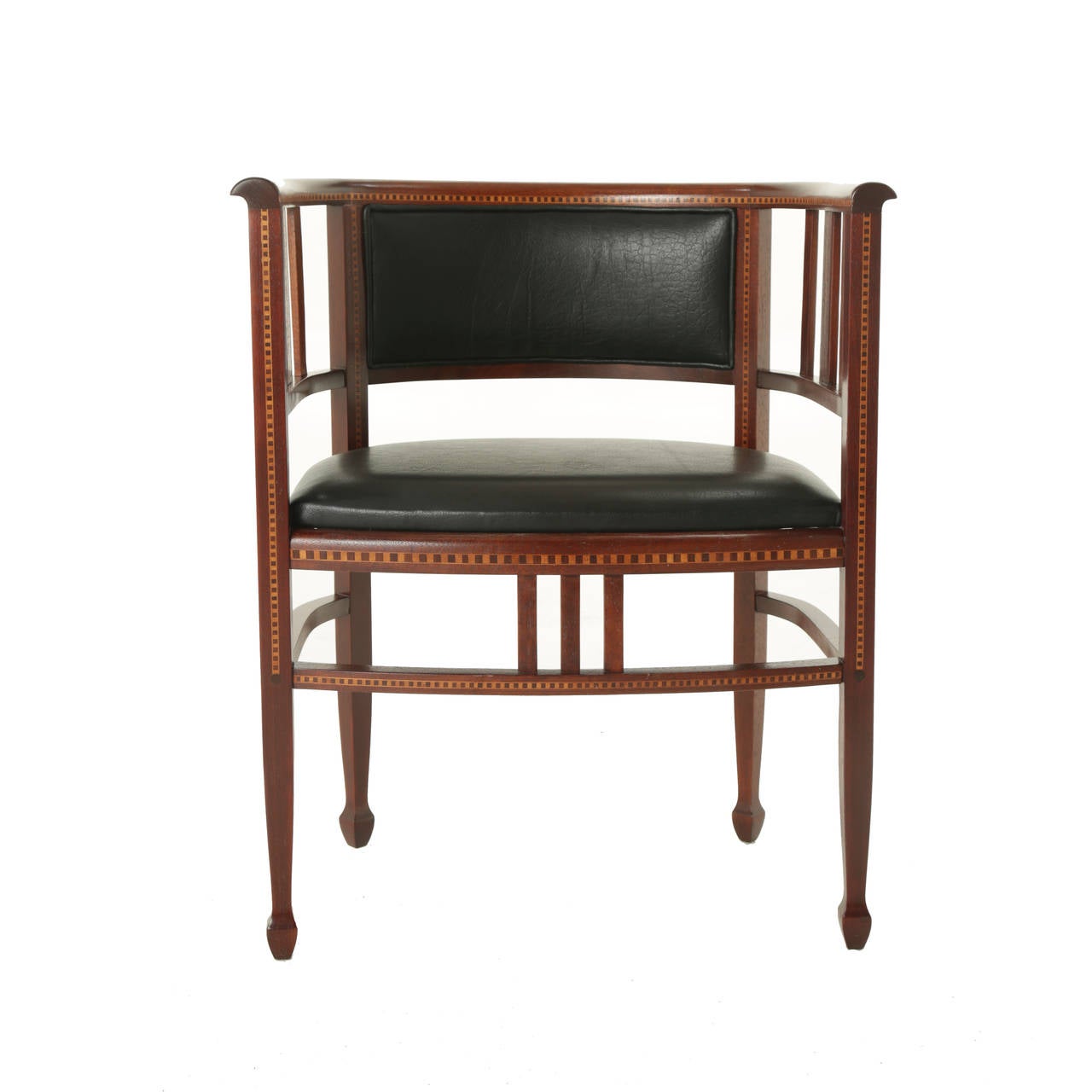 Lacquered Brazilian Exotic Hardwood Chair with Sculpted Feet and Geometric Inlay For Sale
