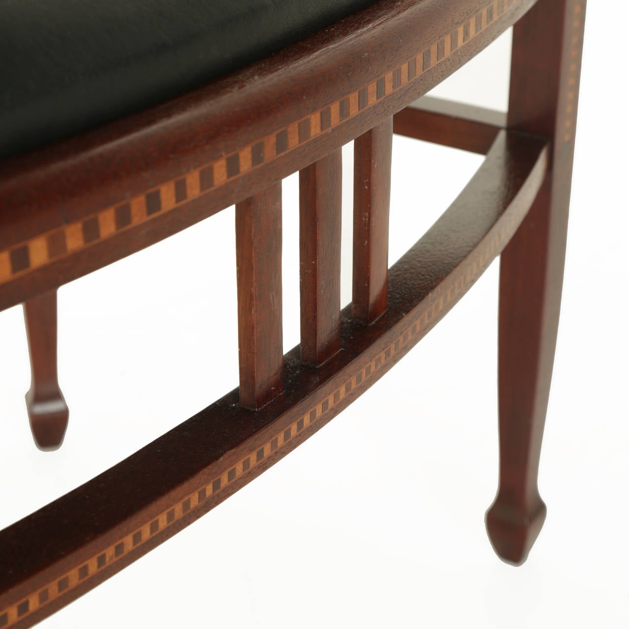 Satin Brazilian Exotic Hardwood Chair with Sculpted Feet and Geometric Inlay For Sale