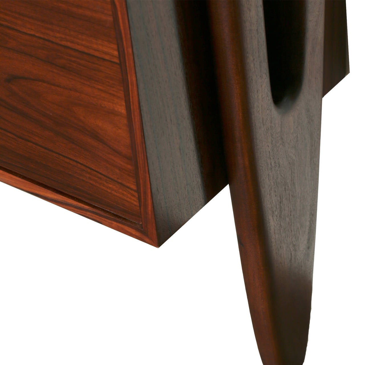 Brass Brazilian Mid-Century Modern Exotic Hardwood Wall Unit with Glass Shelves For Sale