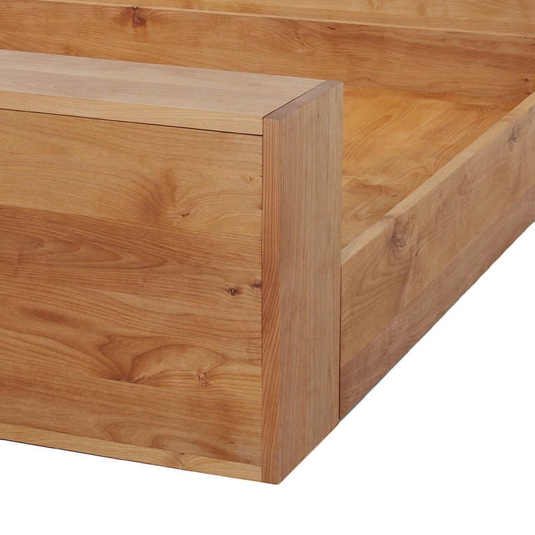 Contemporary Solid Alder Platform Bed with TV Cabinet