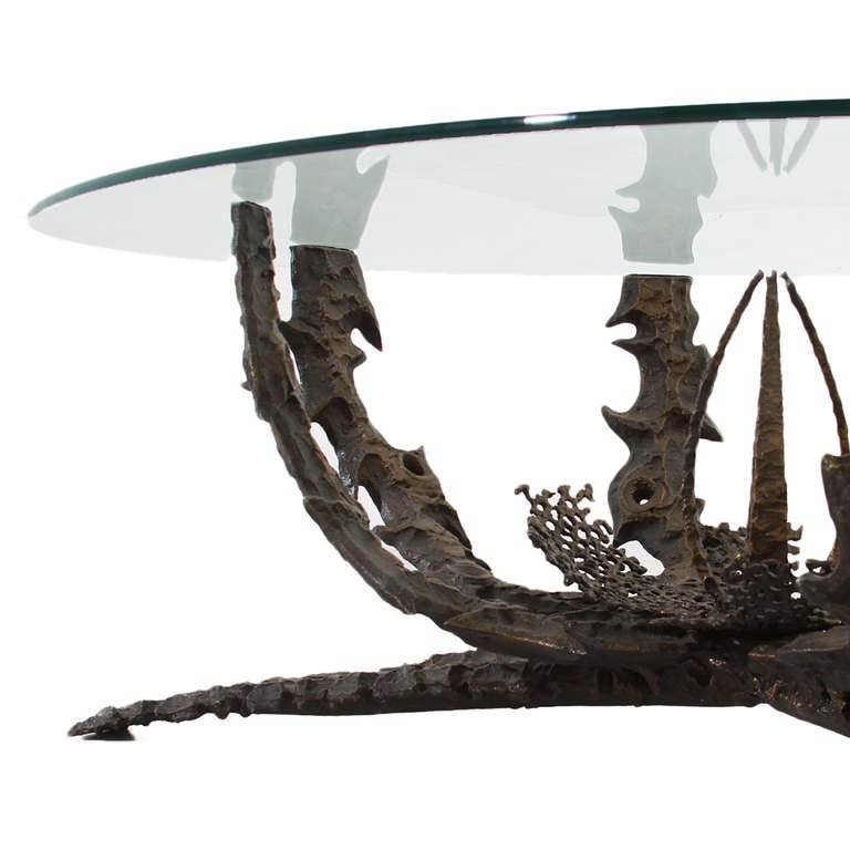 Daniel Gluck Brutalist Bronze Coffee Table In Good Condition For Sale In Los Angeles, CA