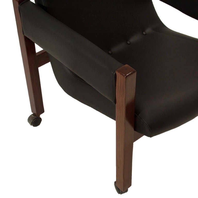Single Solid Rosewood And Black Leather Chair, Sergio Rodrigues Attribution For Sale 3