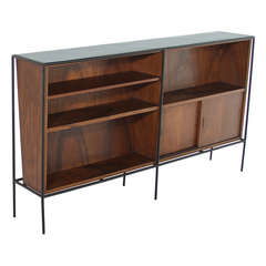 Exotic Brazilian Hardwood and Black Iron Book Shelf by Geraldo de Barros