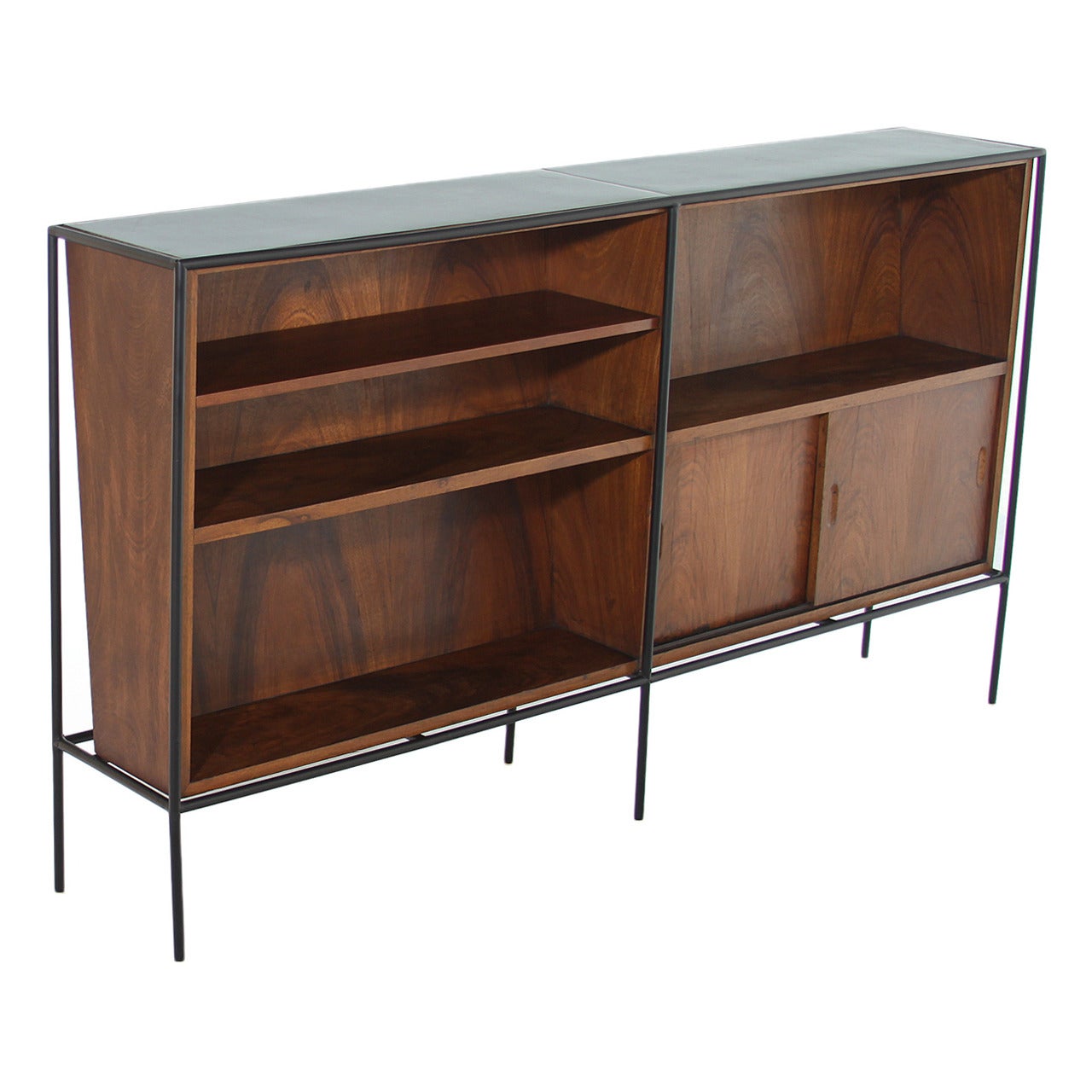 Exotic Brazilian Hardwood and Black Iron Book Shelf by Geraldo de