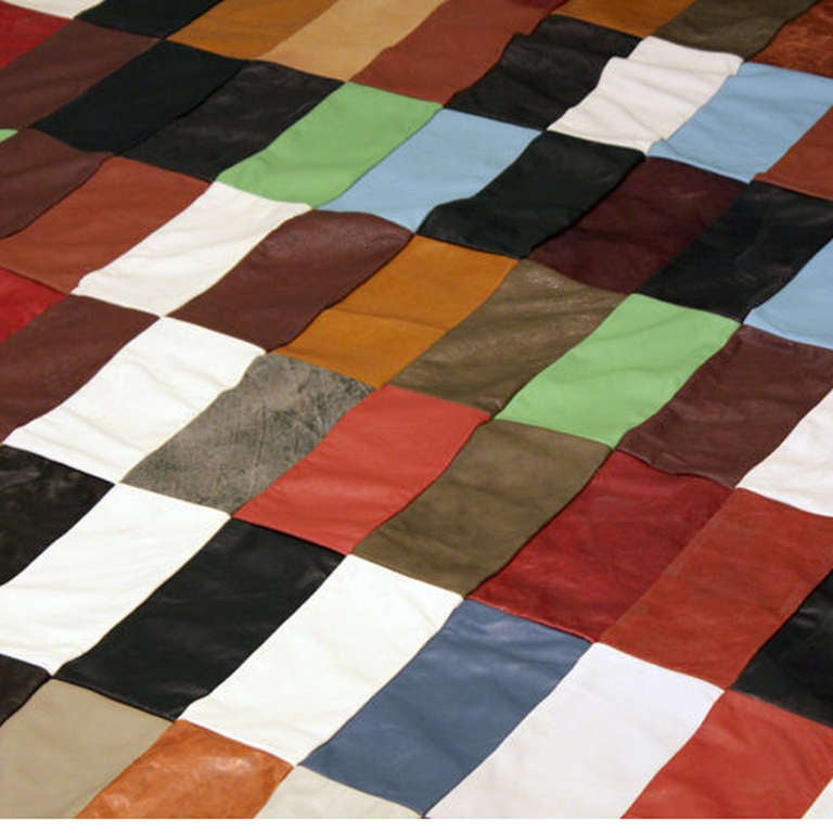 Leather Patchwork leather rug by Thomas Hayes Studio