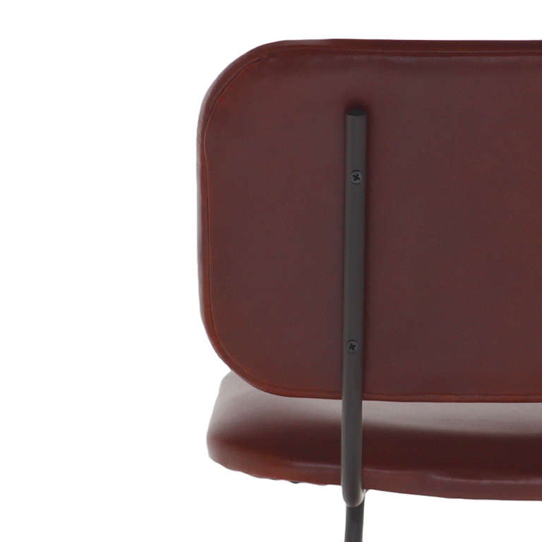 Leather The Petra Bar Stool in Steel by Thomas Hayes Studio