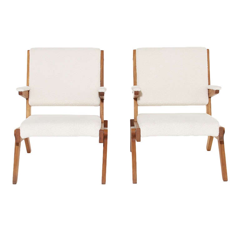Pair of Solid Peroba de Rosa Armchairs by Lina Bo Bardi