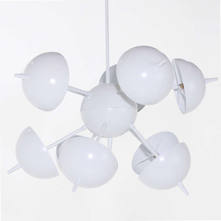 White Half-Circle Chandelier by Thomas Hayes Studio In Excellent Condition In Hollywood, CA