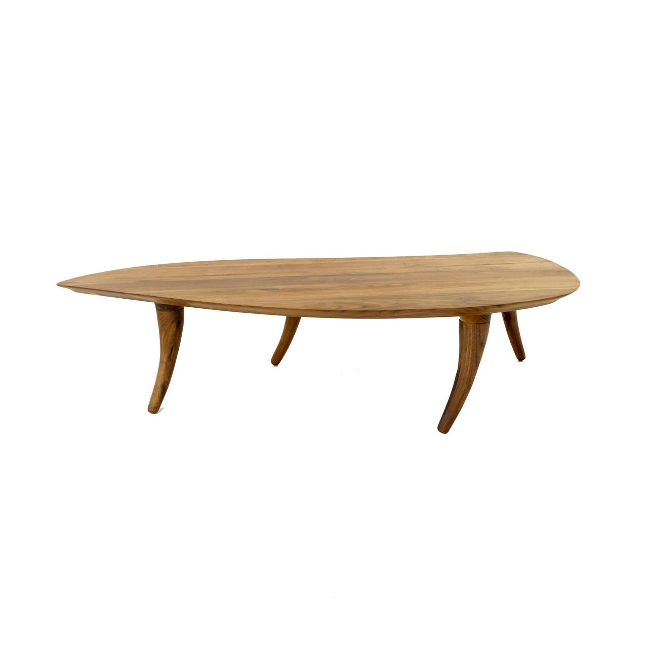 Oiled Sculptural Walnut Coffee Table with Curved Legs