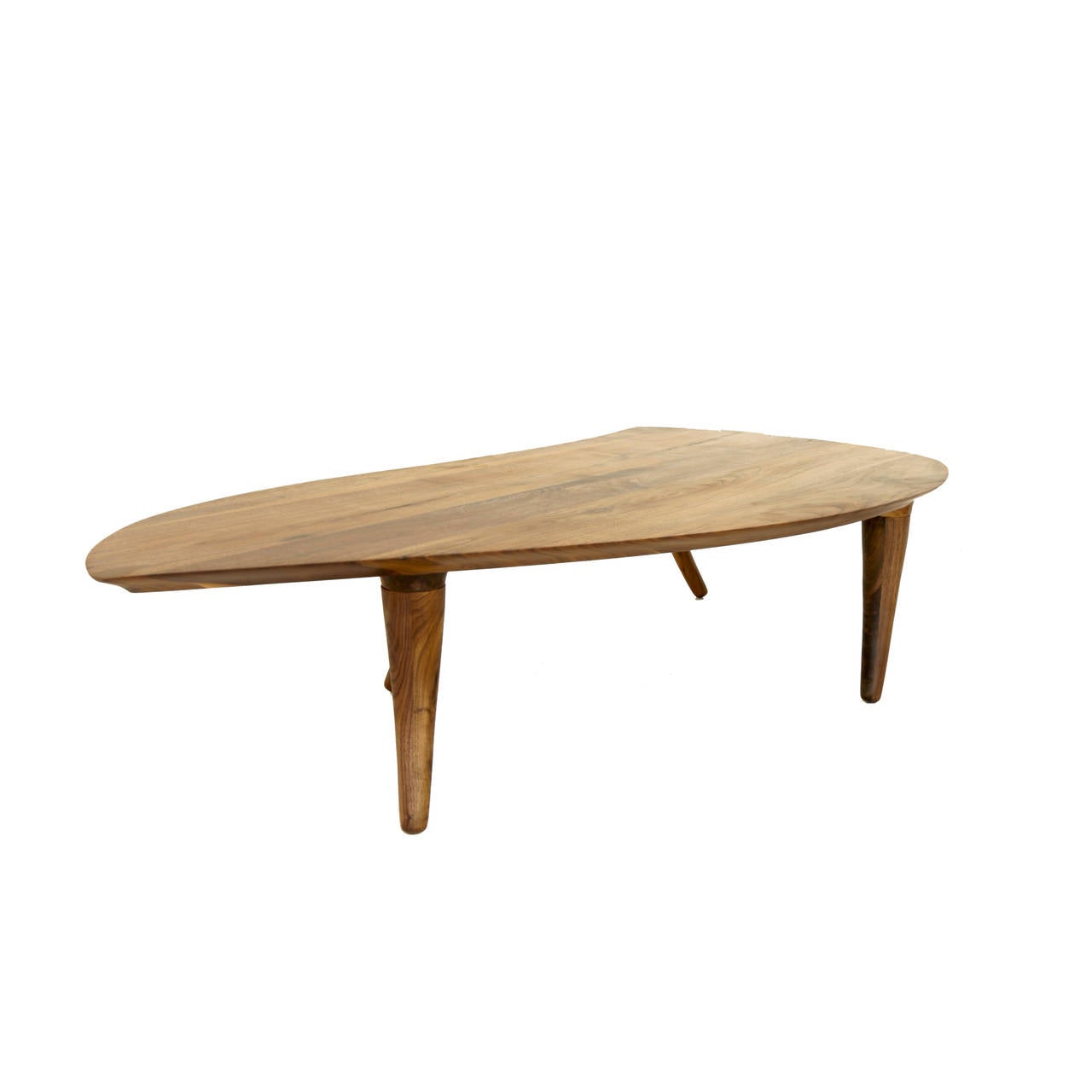 Sculptural Walnut Coffee Table with Curved Legs In Good Condition In Hollywood, CA