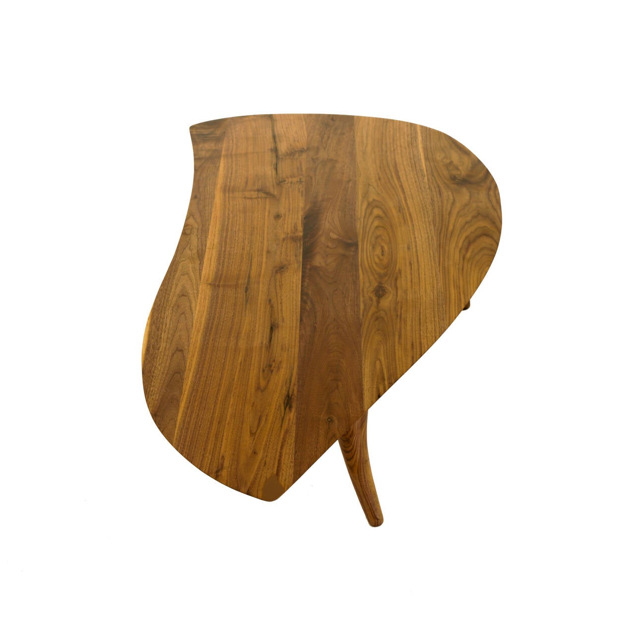 American Sculptural Walnut Coffee Table with Curved Legs