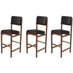 The Basic Bar Stool In Black Leather by Thomas Hayes Studio